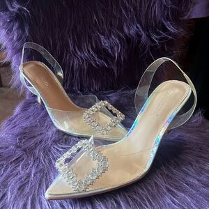 Steve Madden Clear Heels with Crystal Accents